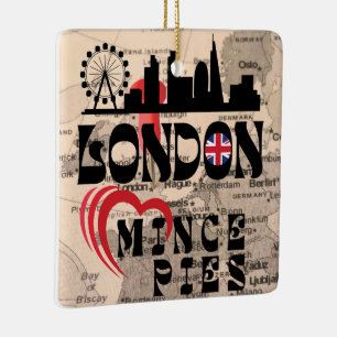 London Loves Mince Pies Cityscape Ceramic Ornament