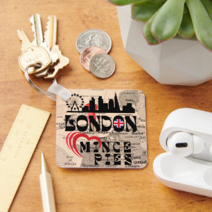 London Loves Mince Pies Cityscape Key Ring