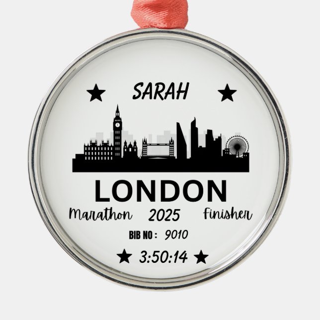London Marathon Finisher Running Keepsake Gift Metal Tree Decoration (Front)
