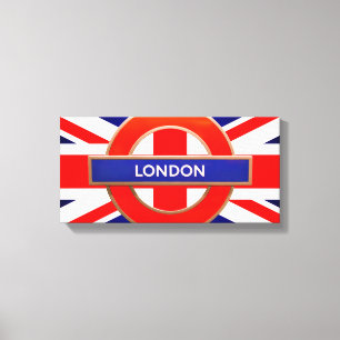 London Metro Sign Red Stretched Canvas Print