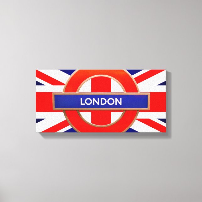 London Metro Sign Red  Stretched Canvas Print (Front)