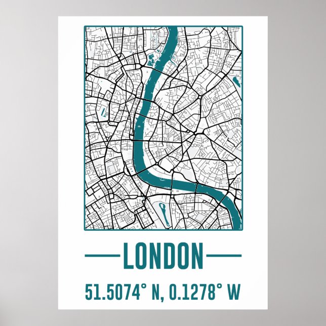 LONDON Minimalist city Map, LONDON DIY city Map Poster (Front)