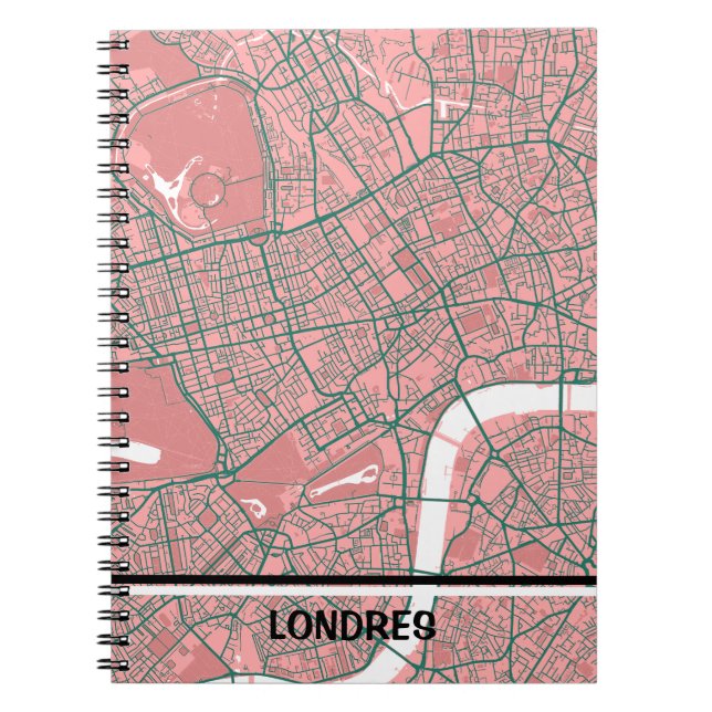 London minimalist map notebook - Pink-Green (Front)