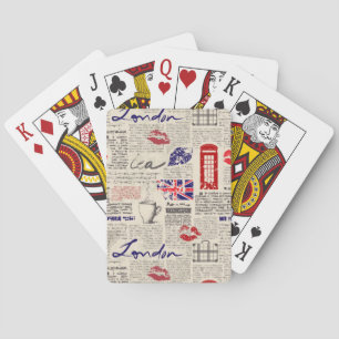 London Newspaper Pattern Playing Cards