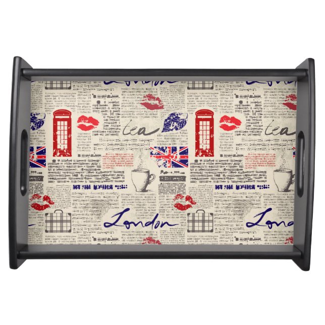 London Newspaper Pattern Serving Tray (Front)