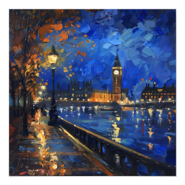 London Night Impressionism Photo Print (Front)