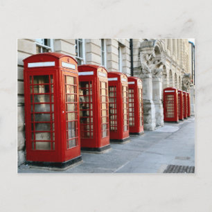 London, old style red telephone boxes postcard