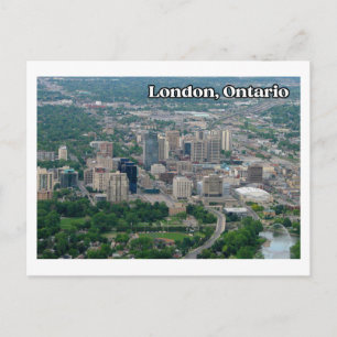 London Ontario Aerial Downtown View Postcard