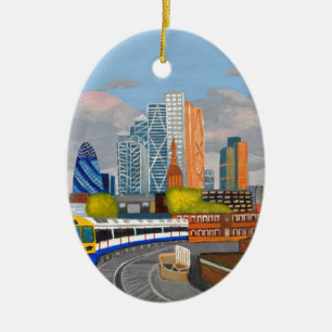London Overland train- Hoxton station Ceramic Tree Decoration