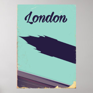 London Parliament Big ben vintage poster