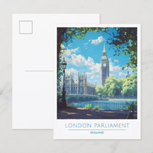 London Parliament England Vintage Travel Postcard