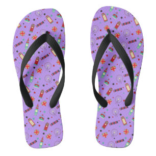 London Pattern with Purple Background Jandals