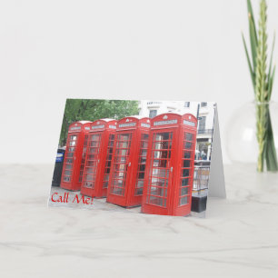 London Phone Booth greeting card with "Call Me"