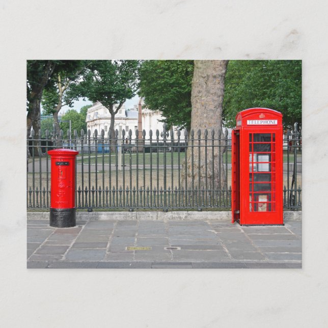 London phone booth & postbox postcard (Front)
