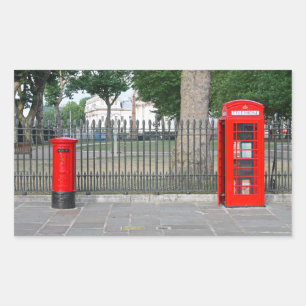 London phone booth & postbox rectangular sticker