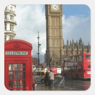 London Phone box & Big Ben (St.K) Square Sticker