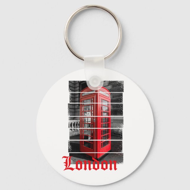 London Phone Box Vintage Souvenir Key Ring (Front)