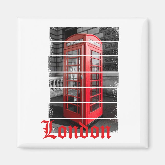 London Phone Box Vintage Souvenir Magnet (Front)