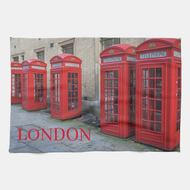 London phone boxes tea towel (Horizontal)
