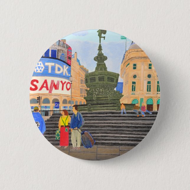 London, Piccadilly Circus 6 Cm Round Badge (Front)