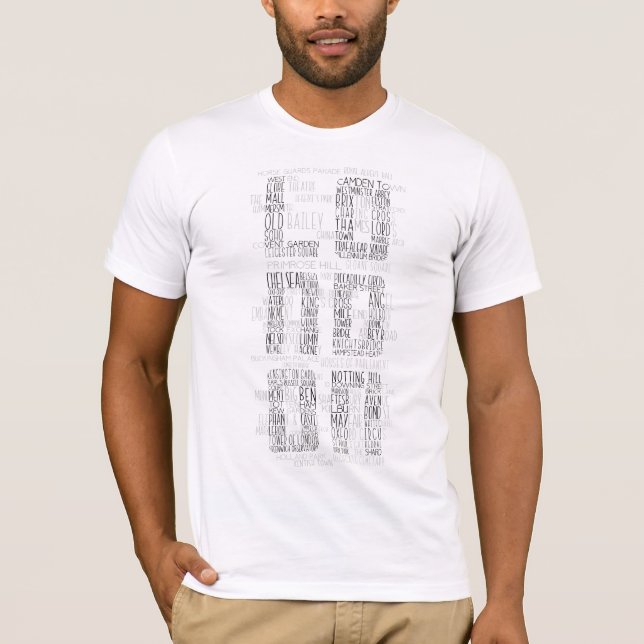 London Place Names Typographic Word Art T-Shirt (Front)