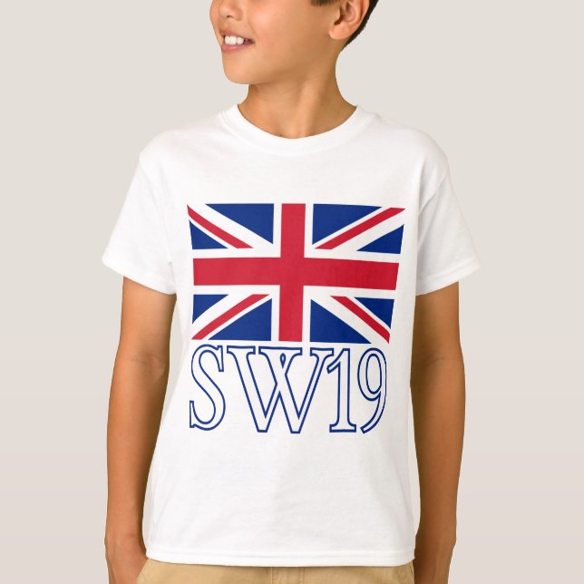 London Postcode SW19 with Union Jack T-Shirt (Front)