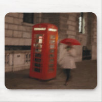 London Rainy Day Phone Box / Umbrella Mousepad