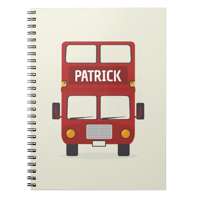 London Red Bus Personalised Notebook (Front)