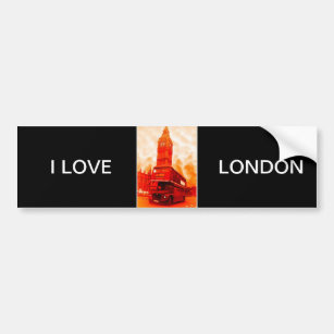 London Red Bus & the Big Ben Bumper Sticker