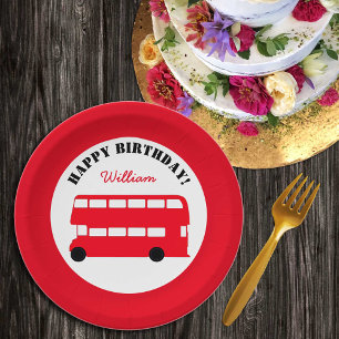 London Red Double Decker Bus, British Kids (Party) Paper Plate