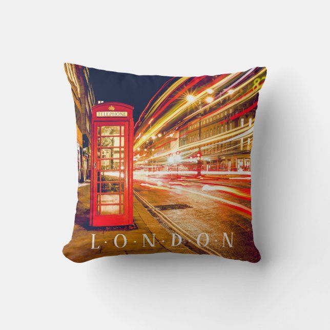 London: Red Phone Booth, Car Lights Cushion (Front)