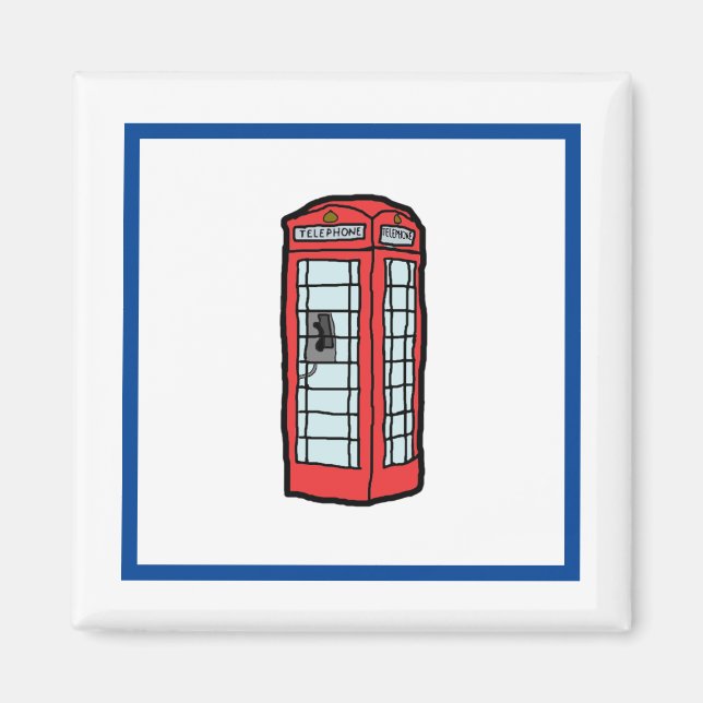London Red Telephone Booth Iconic British Travel Magnet (Front)
