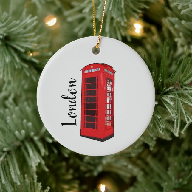 London Red Telephone Booth Illustration Ornament (Tree)