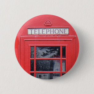 London Red Telephone Box 6 Cm Round Badge