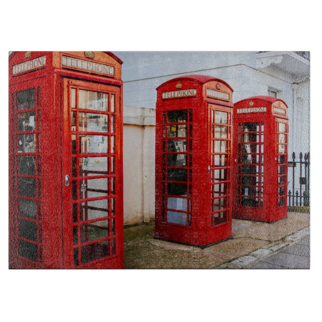 London Red Telephone Boxes, Photograph Cutting Board (Front)