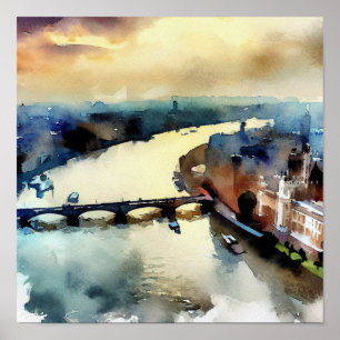London-River Thames (A), Watercolor Poster