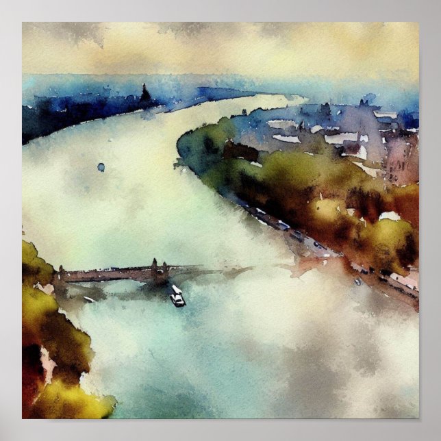 London-River Thames (C), Watercolor Poster (Front)