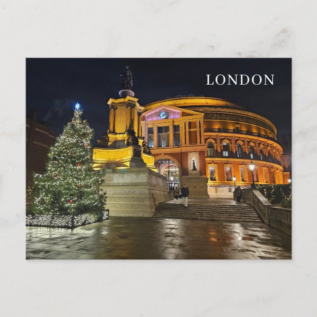 London Royal Albert Hall at night postcard (Front)