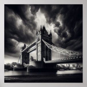 London’s Tower Bridge in Bold Monochrome  Poster
