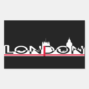 London silhouette and English flag Rectangular Sticker
