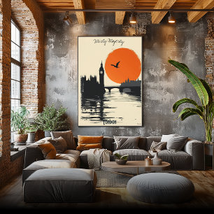 London Silhouettes - Tower Bridge Reflections Poster