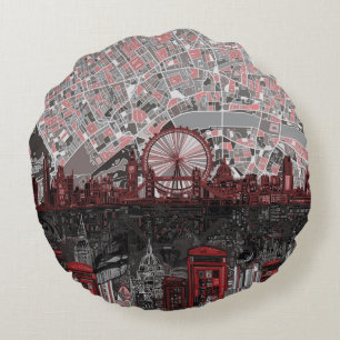 london skyline abstract round cushion