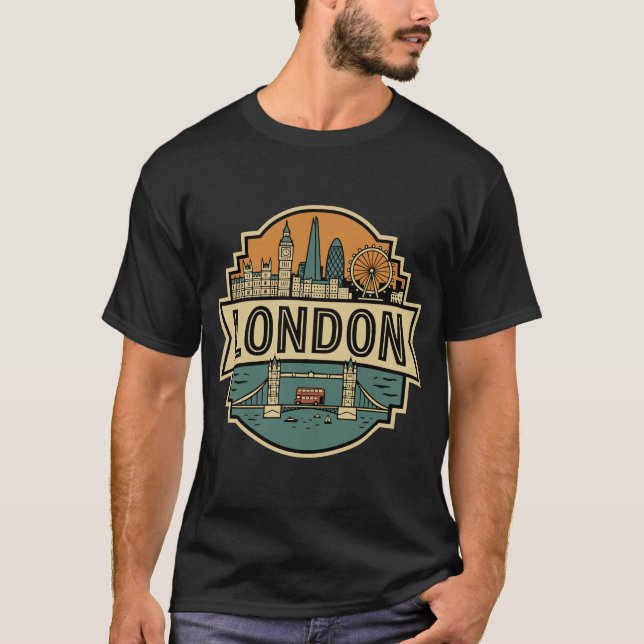 London Skyline and Tower Bridge United Kingdom  T-Shirt (Front)