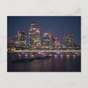 London Skyline at Night Holiday Postcard