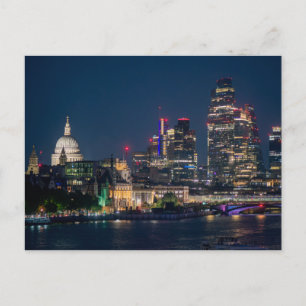 London Skyline at Night Holiday Postcard
