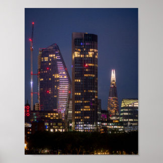 London Skyline at Night Poster
