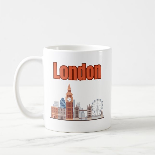 London Skyline Big Font Coffee Mug (Left)