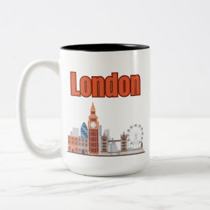 London Skyline Big Font Two-Tone Coffee Mug