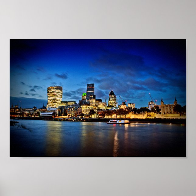 London Skyline Cityscape At Night Poster (Front)