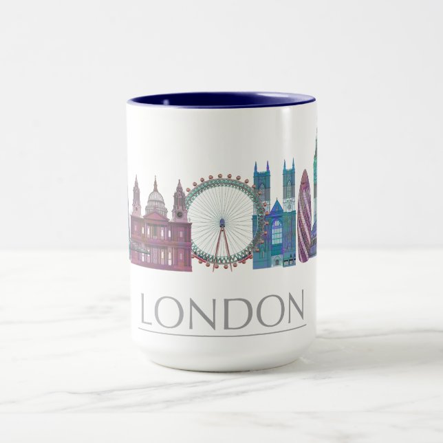 London Skyline Coloured Buildings Mug (Center)